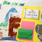 Letter E Lapbook Inside left showing worksheets