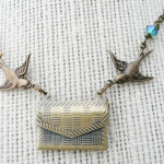 Love Note Envelope Swallow locket Necklace by Rebekah Kreiger