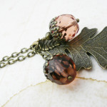 oak leaf and smoked rose acorn Necklace by Rebekah Kreiger