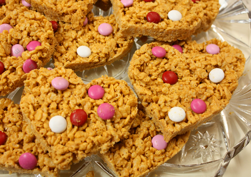 Peanut Butter Butterscotch Heart Shaped Rice Krispie Bars