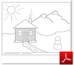 Winter House Coloring Page
