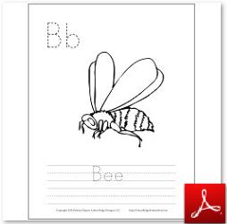 Bee Coloring Tracing Page