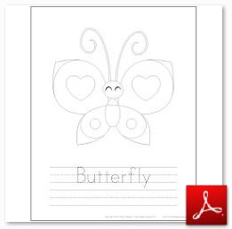 Butterfly Coloring Tracing Page