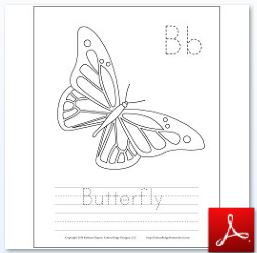 Butterfly Coloring Tracing page 2