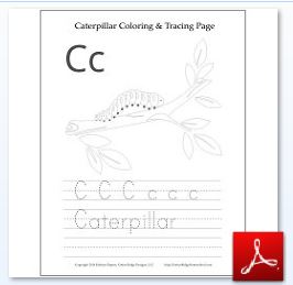 Caterpillar Coloring Tracing Page