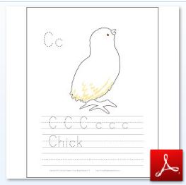 Chick Coloring Tracing Page