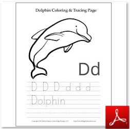 Dolphin Coloring Tracing Page