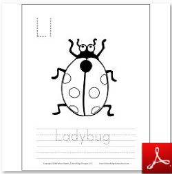 Ladybug Coloring Tracing Page