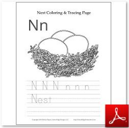 Nest Coloring Tracing Page