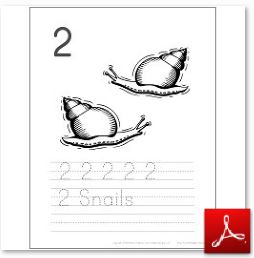 Number 2 Snail Coloring Tracing Page