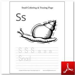 Snail Coloring Tracing Page