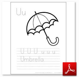 Umbrella Coloring Tracing Page