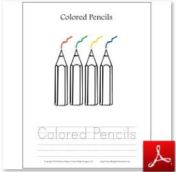 colored Pencils Coloring Tracing Page