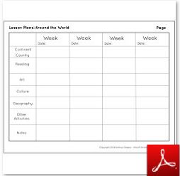 Lesson Plans Around the World Blank Template