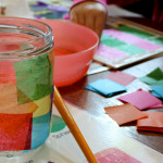 Tissue Paper Jar Votive and Canvas Art Prep 1
