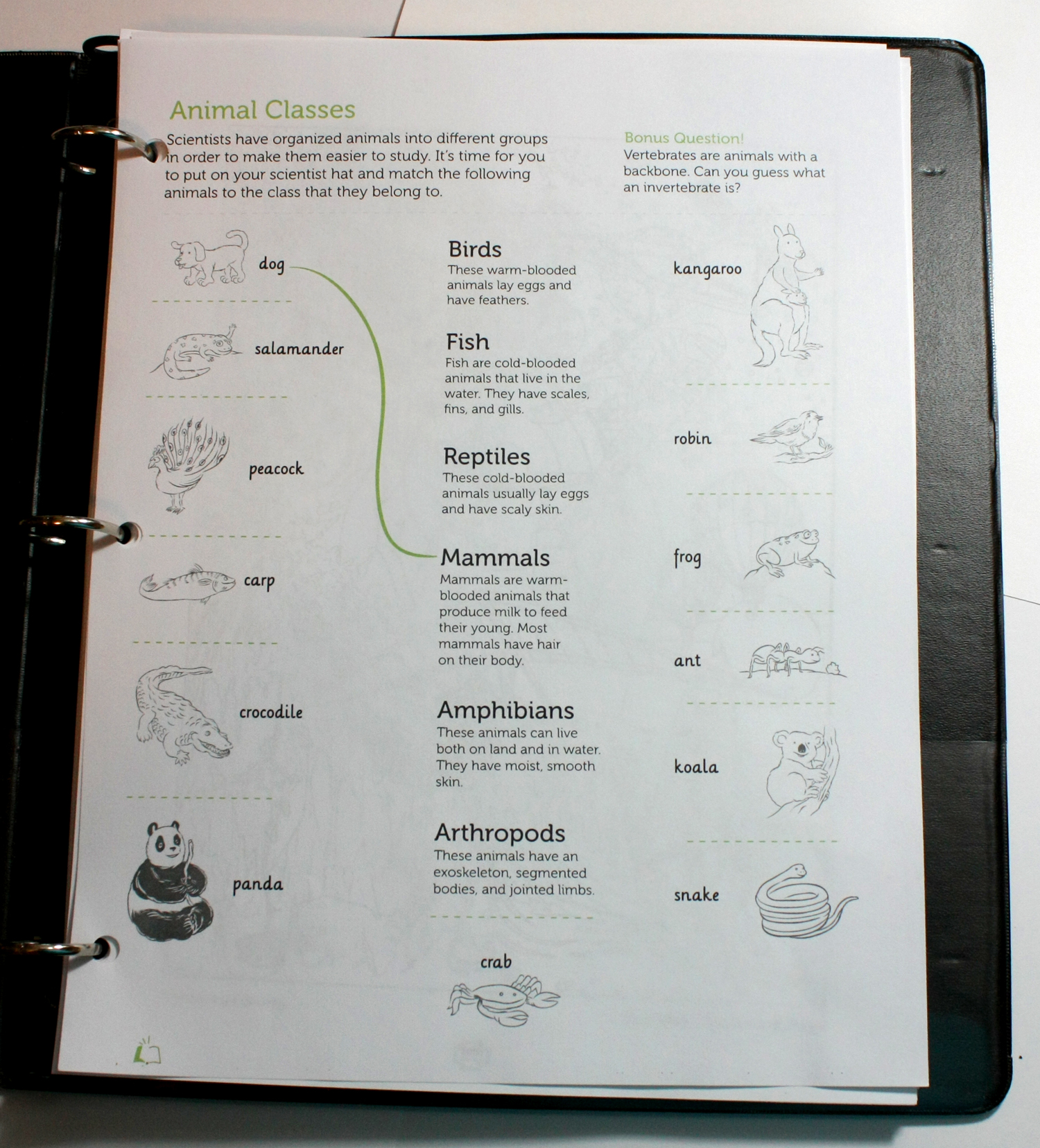 Zoology Science Notebook inside